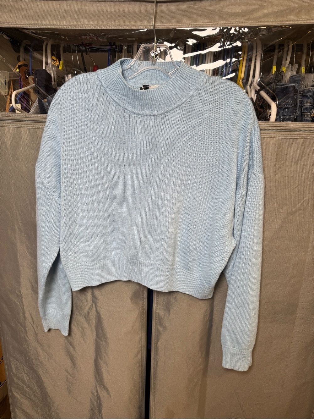 H&M Light Blue Cropped Turtleneck Sweater